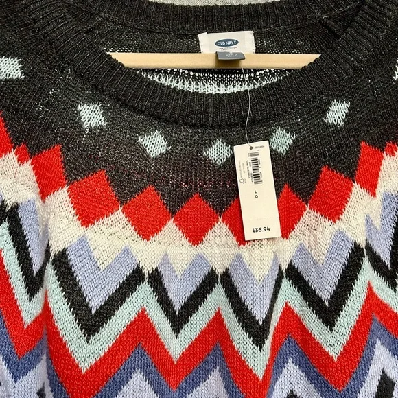 New Old Navy Multicolor Fair Isle Chevron Sweater - Picture 2 of 3